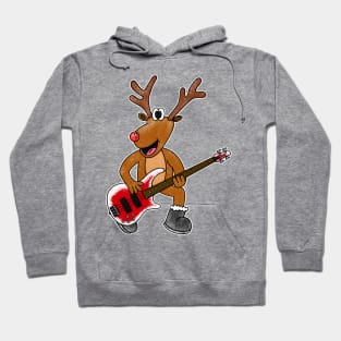 Christmas Bassist Rudolf The Reindeer Bass Guitar Hoodie